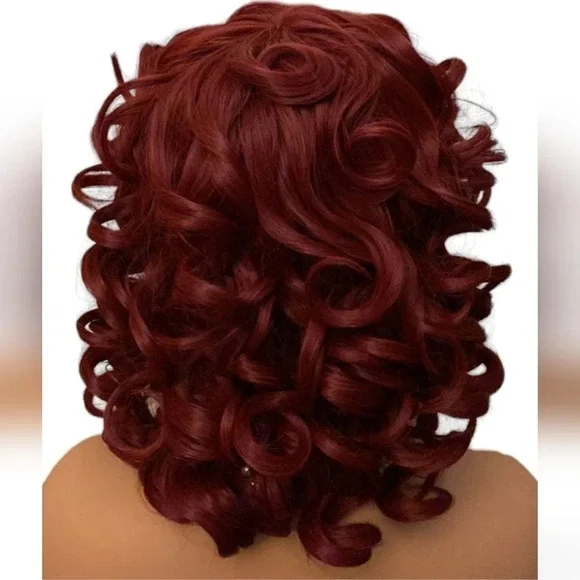 Pincurled Wig w/bangs - RED - Picture 8 of 12